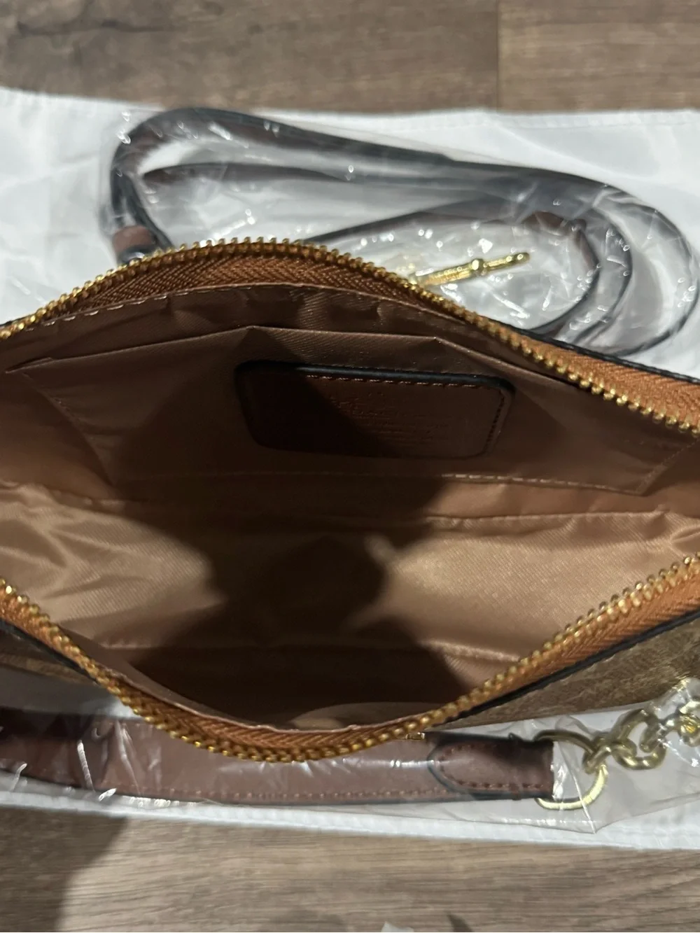 Coach Signature Canvas Shoulder Bag in Brown with Gold Hardware